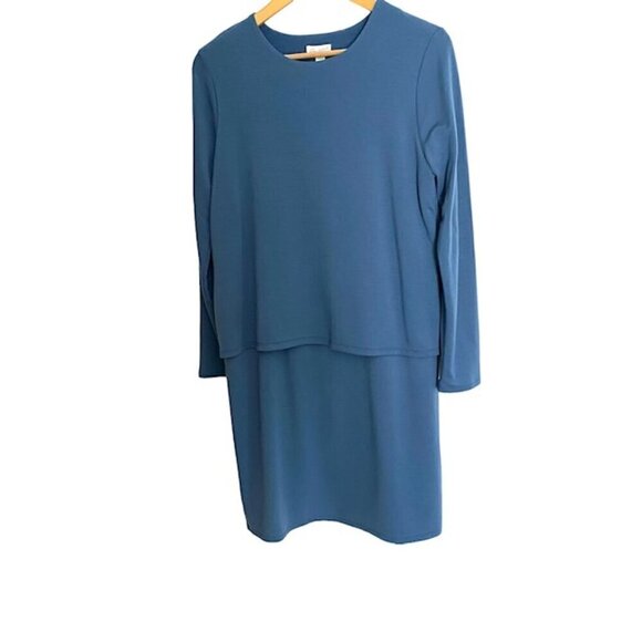 J. Jill Blue Opal Tencel Blend Tiered Dress Small - Picture 1 of 3